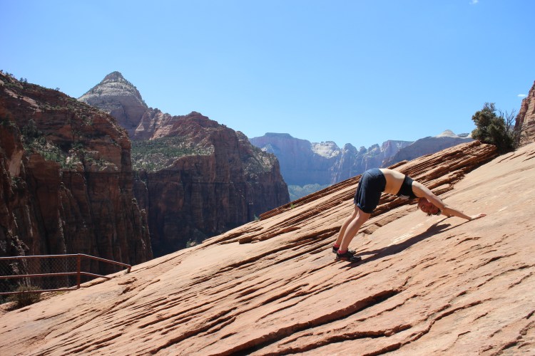 Downward dog at Zion National Park